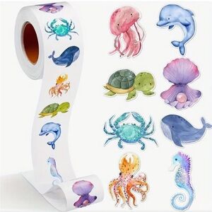 Ocean Under the Sea Creature Animal Sticker Roll - 500 pcs